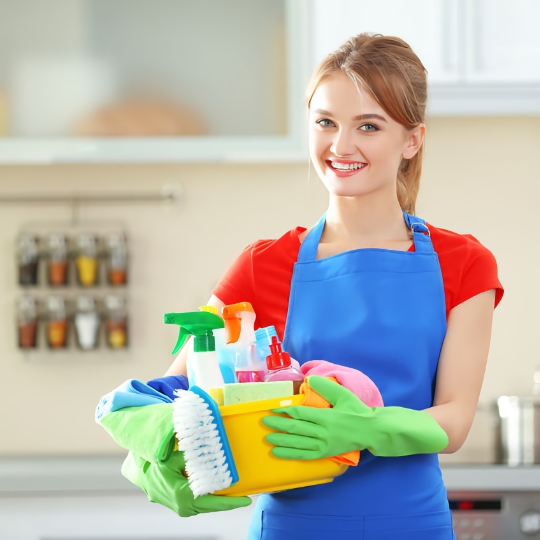 Caregiver cleaning in the home